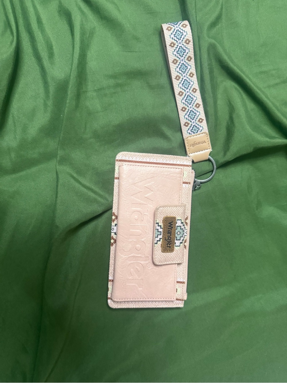 Wrangler Blush Pink Wristlet Phone Case with Patterned Strap